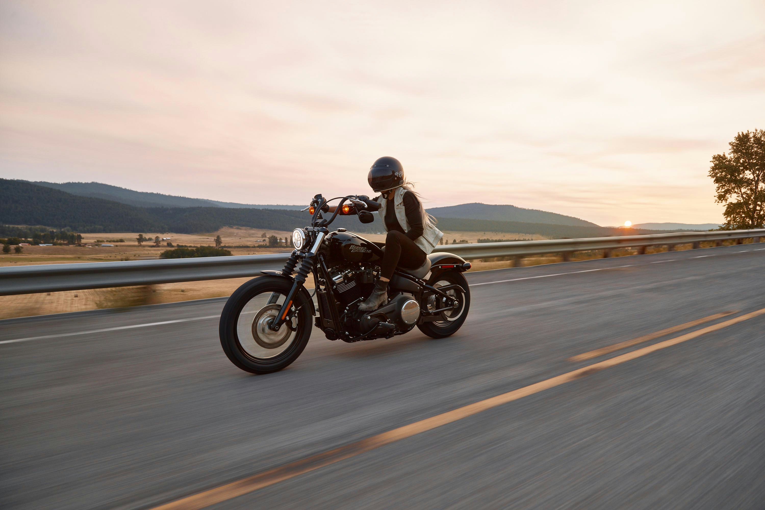 Motorcycle Rider driving on an open road